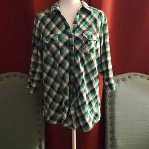 CLOSET SALE!!!! Plaid skull and cross-bones shirt